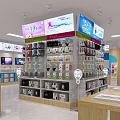 Bright Digital Store Interior With Display Shelves Various Digital Accessories Headphones And Chargers
